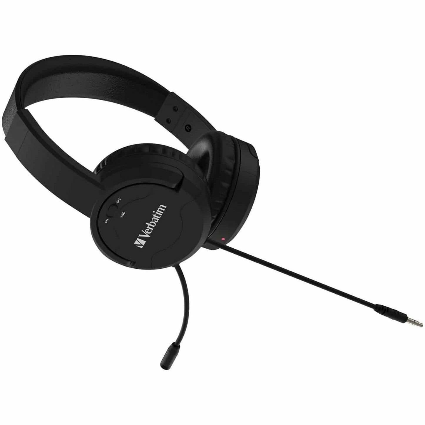 Verbatim Wired On-ear, Over-the-head Stereo Headset - Black