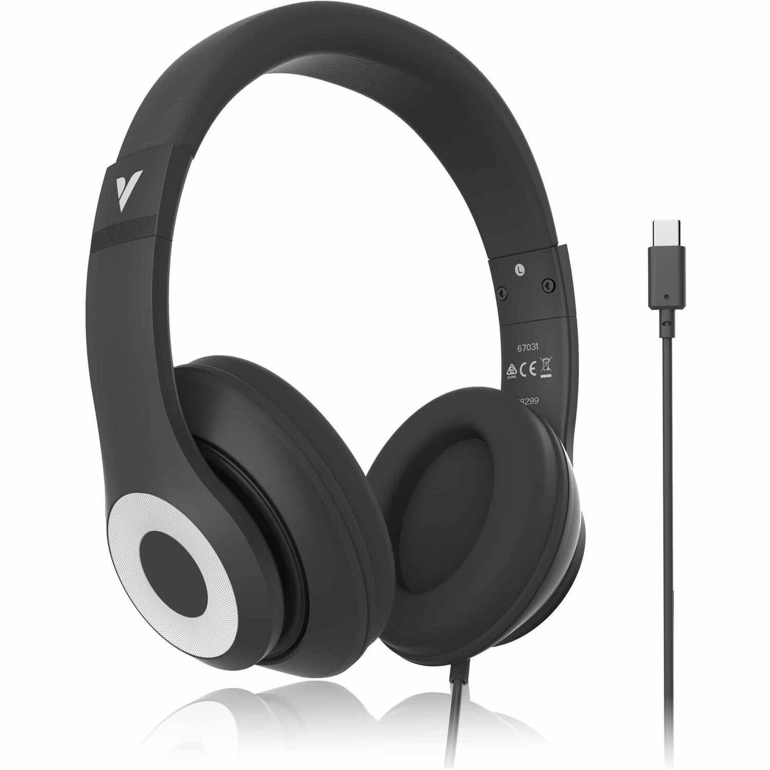 Verbatim Audio Headphone Mic Classic Type C - Black, Clear Sound, Comfort, Robust Construction, Easy modern connection. Headset. Office & School 2025