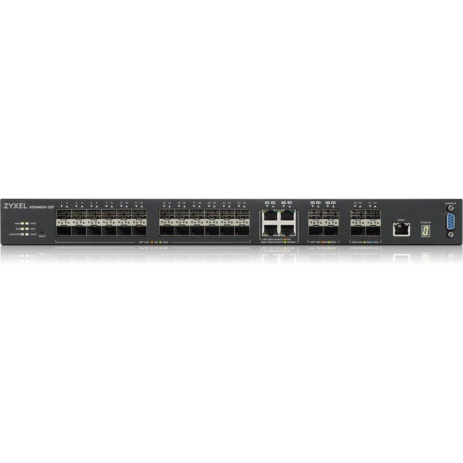 ZYXEL XGS4600-32F-DCD 24-port Gigabit SFP L3 Managed Aggregation Switch with 4 SFP+ 10G Uplinks and 4 10G Combo (SFP+/RJ-45) Ports (Dual DC Power Version)