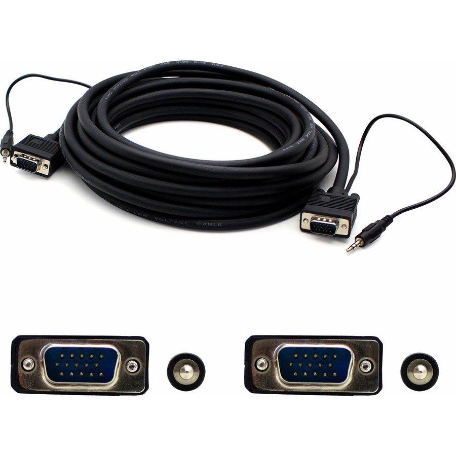 AddOn 15ft VGA Male to VGA Male Black Cable Which Includes 3.5mm Audio Port For Resolution Up to 1920x1200 (WUXGA)