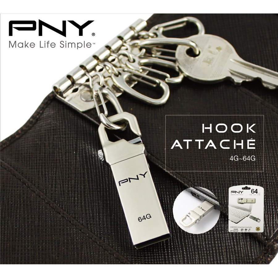 PNY Hook Attach&eacute; 64 GB USB 3.0 Flash Drive