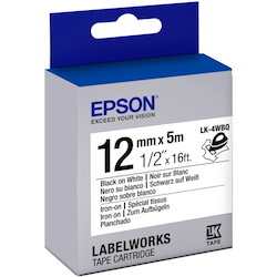 Epson LabelWorks Iron on (Fabric) LK Tape Cartridge ~1/2" Black on White