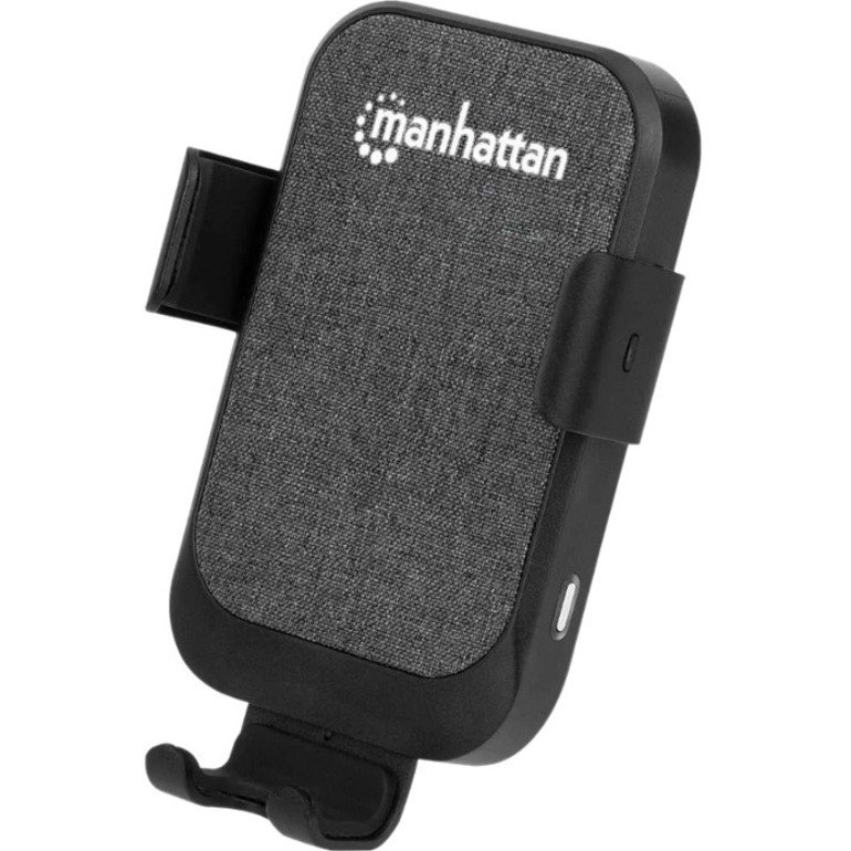 Manhattan Car/Auto Wireless Charging Mount, 10W wireless charging, QI certified, Air-Vent Clip and Suction-Cup Install Options, 1x USB-A Female Port, Charging 2.1A, Surge Protection, Touch-sensor Release, Three Year Warranty, Boxed