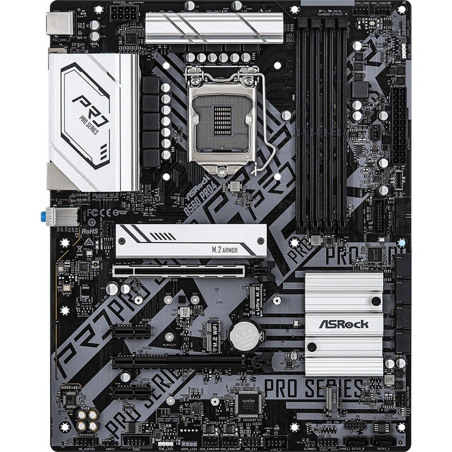 ASRock B560 Pro4 Desktop moederbord - Intel B560 chipset - Socket LGA-1200 - Intel Optane-geheugen ready - ATX
