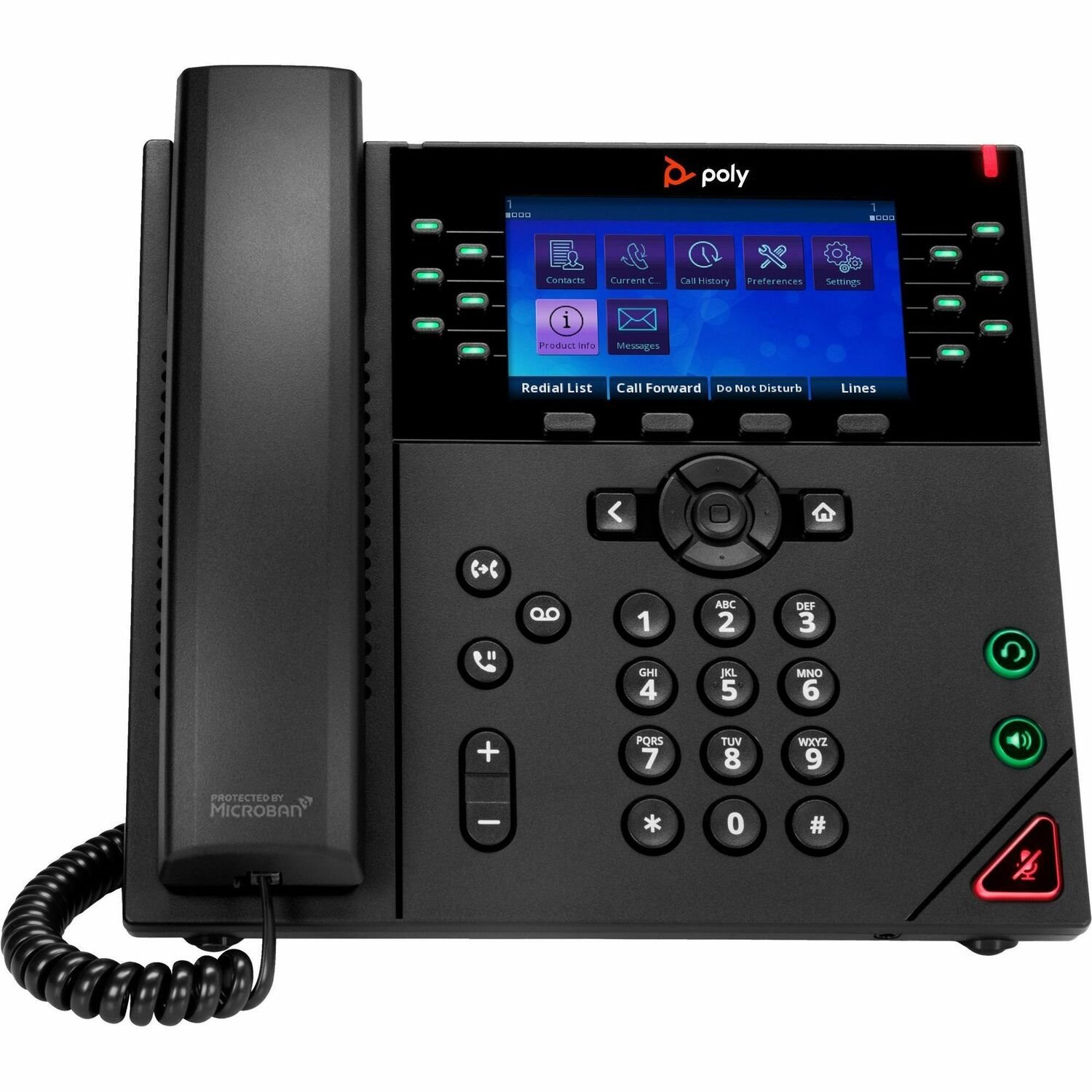 Poly VVX 450 IP Phone - Corded - Corded - Desktop, Wall Mountable - Black