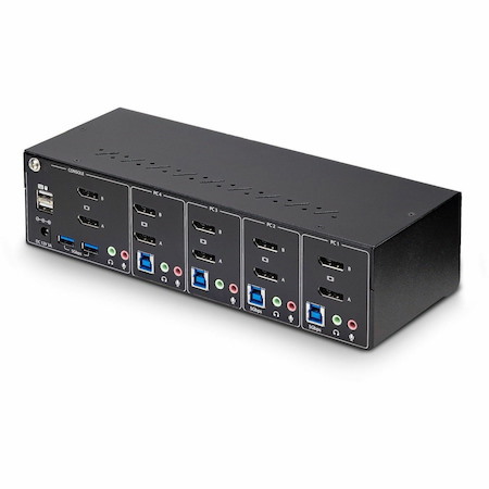 StarTech.com 4-Port Dual-Monitor DisplayPort KVM Switch, 4K 60Hz, 2x USB 5Gbps Ports, Hotkey/Push-Button Switching, TAA Compliant