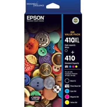 Epson Claria 410XLVP Original Inkjet Ink Cartridge - Photo Black, Cyan, Magenta, Yellow - 5 / Pack