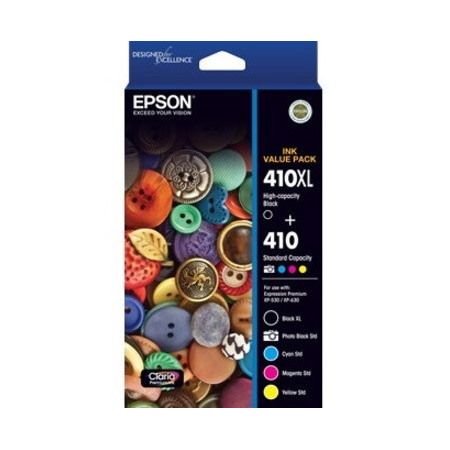 Epson Claria 410XLVP Original Inkjet Ink Cartridge - Photo Black, Cyan, Magenta, Yellow - 5 / Pack