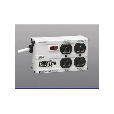 Eaton Tripp Lite Series Isobar 4-Outlet 230V Surge Protector, 6 ft. (1.83 m) Cord with Right-Angle Plug, 330 Joules, Metal Housing