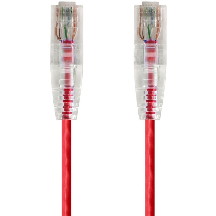 Monoprice SlimRun Cat6 28AWG UTP Ethernet Network Cable, 10ft Red