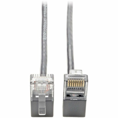 Eaton Tripp Lite Series Right-Angle Cat6 Gigabit Snagless Molded Slim UTP Ethernet Cable (RJ45 M/M), Gray, 1 ft. (0.31 m)