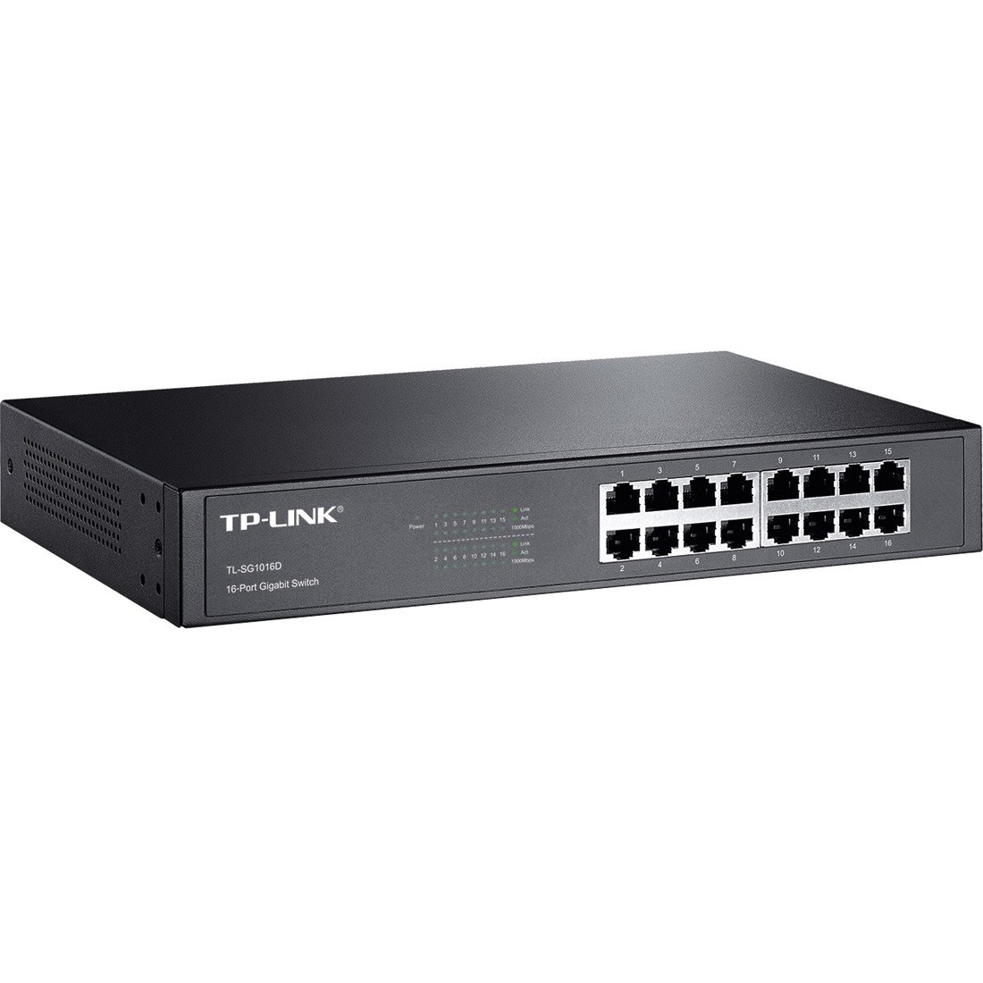 TP-LINK TL-SG1016D 10/100/1000Mbps 16-Port Gigabit 13-inch Rackmountable Switch, 32Gbps Capacity