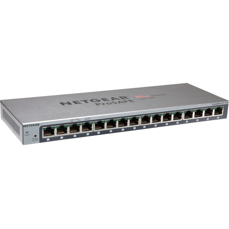 Netgear ProSafe Plus GS116E 16 Ports Ethernet Switch - 10/100/1000Base-T
