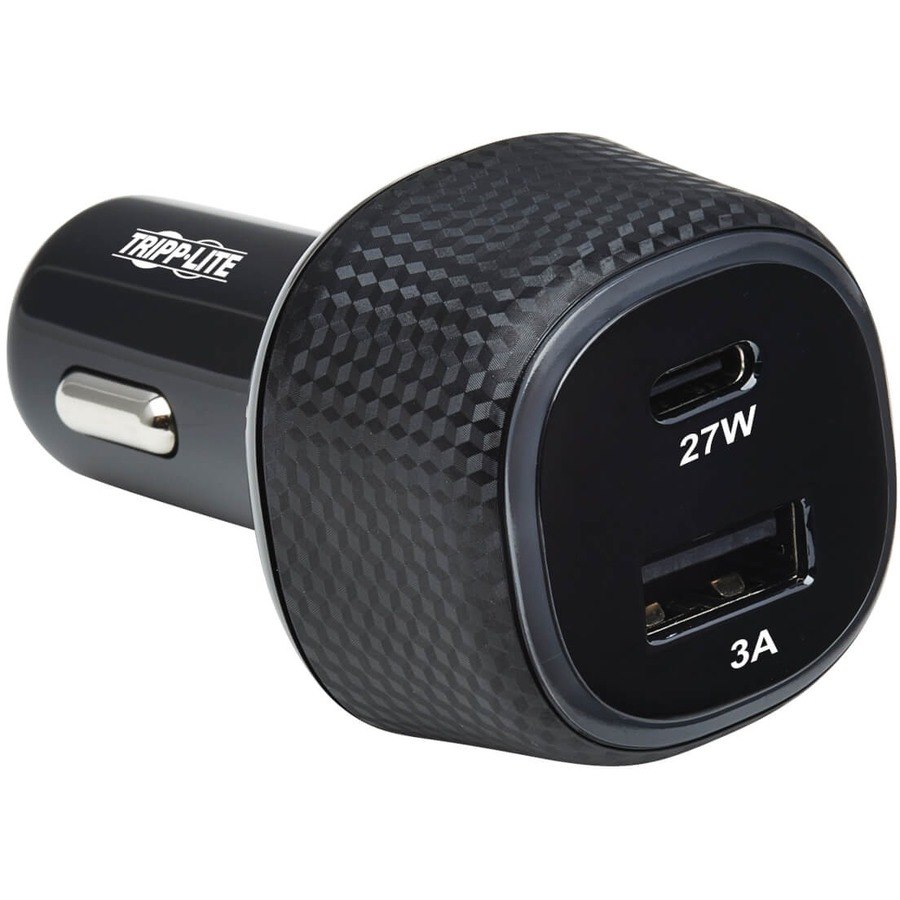 Tripp Lite by Eaton Dual-Port USB Car Charger with 45W Charging - USB-C (27W) QC4+, USB-A (18W) QC 3.0, Black