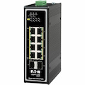 Eaton Tripp Lite Series 8-Port Unmanaged Industrial Gigabit Ethernet Switch - 10/100/1000 Mbps, PoE+ 30W, 2 GbE SFP Slots, -40° to 75°C, DIN Mount, TAA