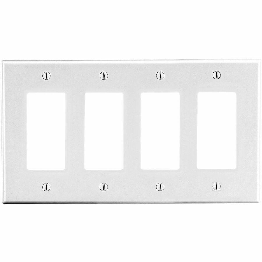 Hubbell Wallplate, 4-G, 4) Dec, WH