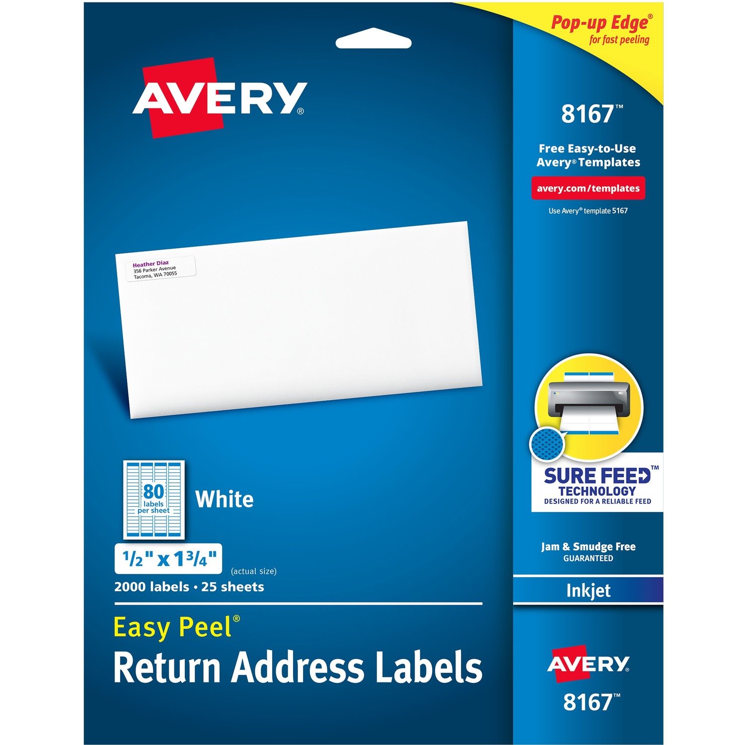 Avery&reg; Easy Peel Return Address Labels, 1/2"x1-3/4" 2,000 Labels (8167)