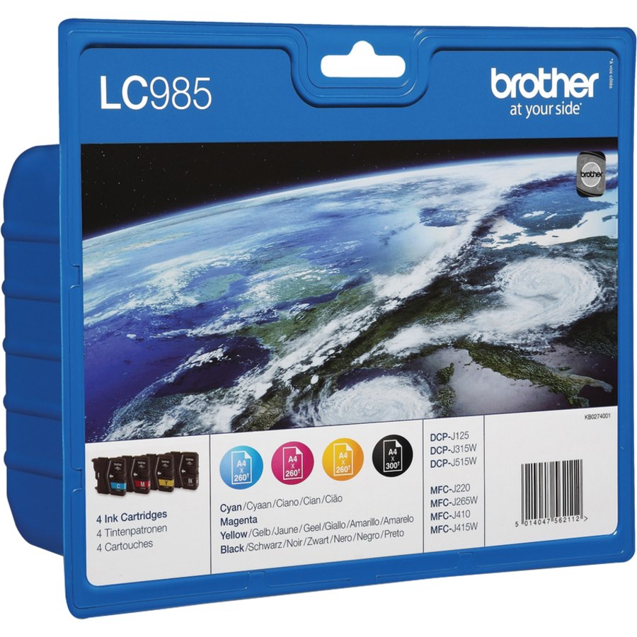 Brother LC985VALBP Original Inkjet Ink Cartridge - Cyan, Magenta, Yellow - 4 Pack