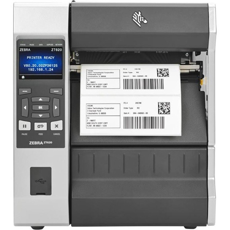 Zebra ZT620 Industrial Direct Thermal/Thermal Transfer Printer - Monochrome - Label Print - Gigabit Ethernet - USB - USB Host - Serial - Bluetooth - Wireless LAN