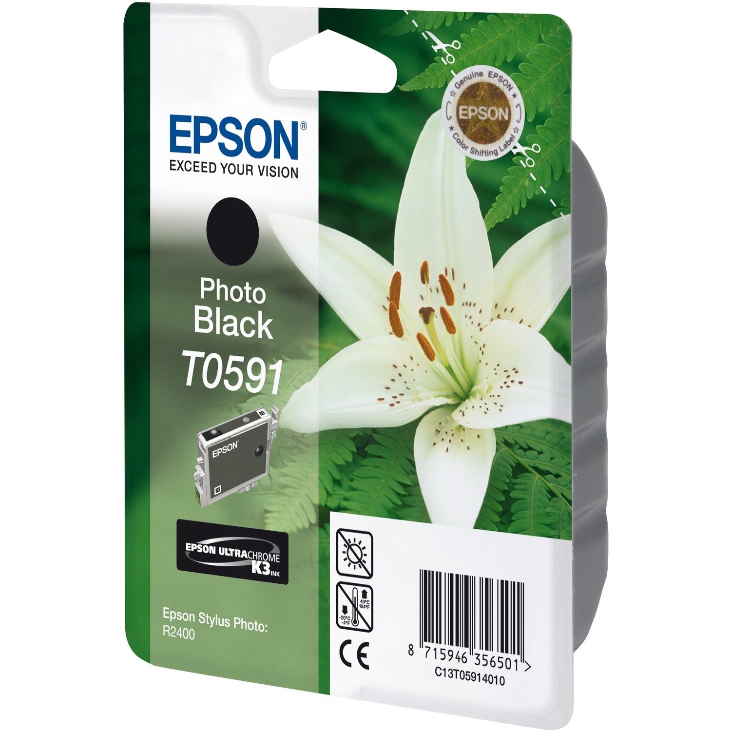 Epson UltraChrome T0591 Original Inkjet Ink Cartridge - Photo Black - 1 Pack