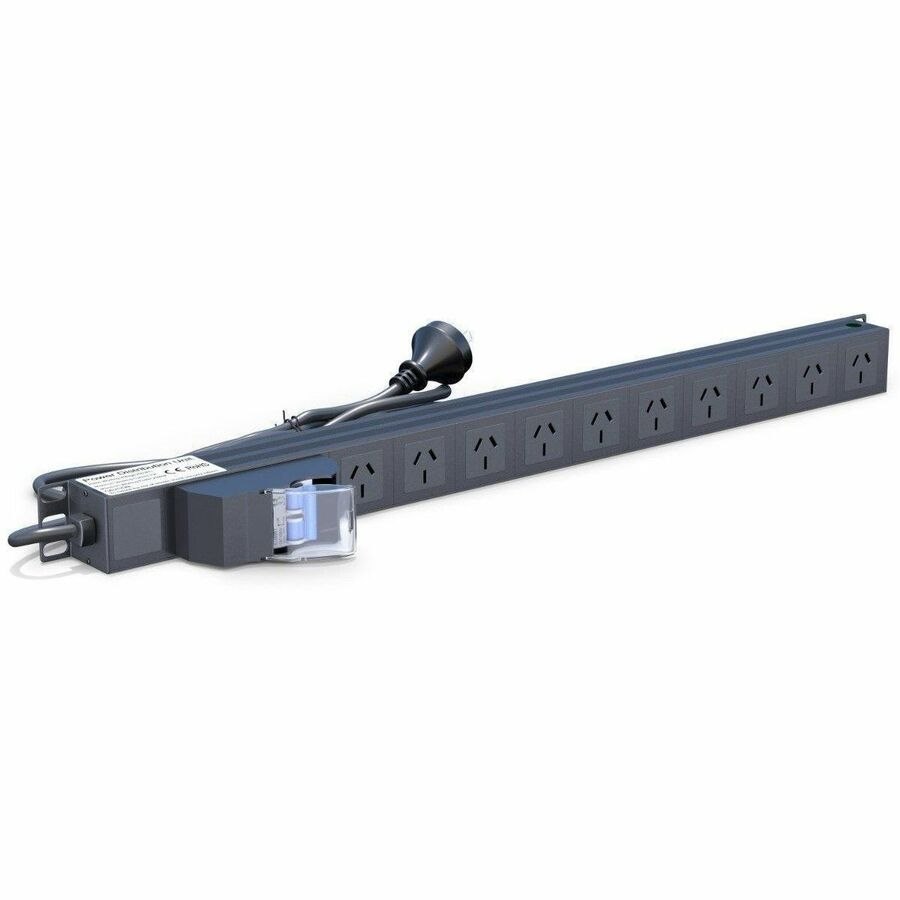 Rack Solutions Vertical PDU, 10 Way GPO 10A with Circuit Breaker, 10A SAA Input (2m Cord)