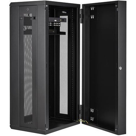 StarTech.com 4-Post 26U Wall Mount Network Cabinet, 19" Hinged Wall-Mounted Server Rack for Data / IT Equipment, Lockable Rack Enclosure