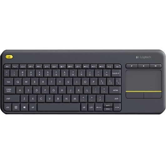 Logitech K400 Plus Keyboard - Wireless Connectivity - USB Interface - TouchPad - Czech - QWERTY Layout - Black