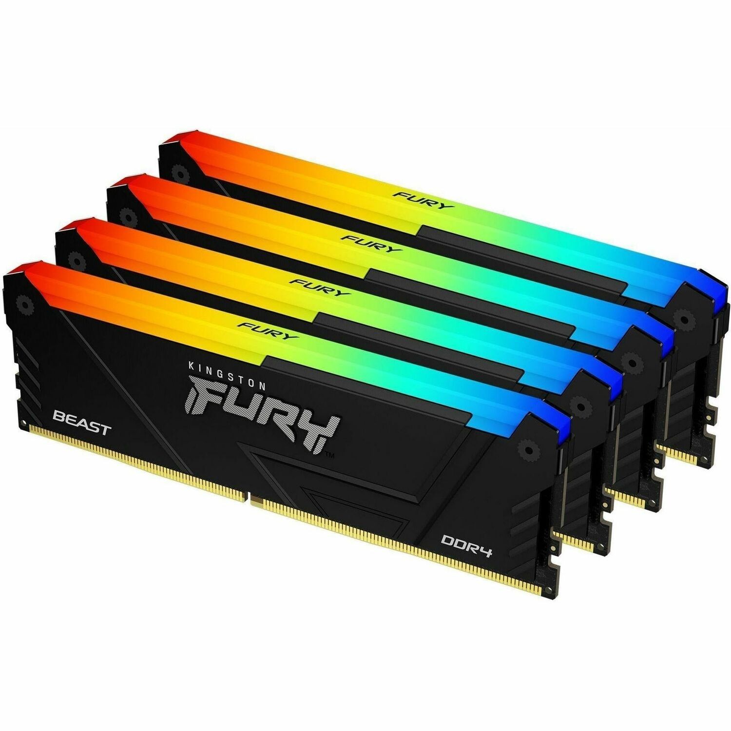 Kingston FURY Beast RAM Module for Motherboard - 64 GB (4 x 16GB) - RGB - DDR4-3200/PC4-25600 DDR4 SDRAM - 3200 MHz Dual-rank Memory - CL16 - 1.35 V