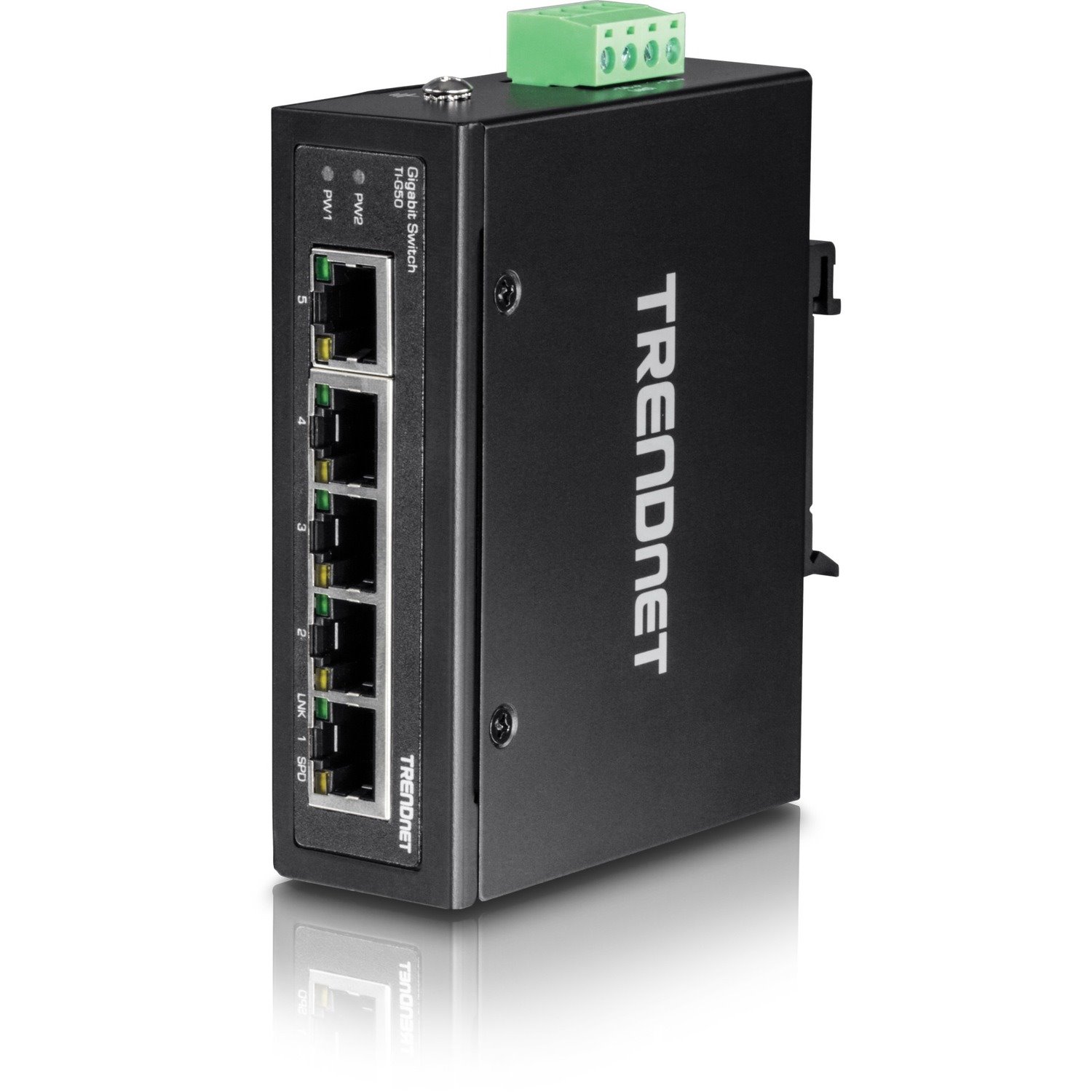 TRENDnet 6-Port Hardened Industrial Gigabit DIN-Rail Switch, 12 Gbps Switching Capacity, IP30 Rated Metal Housing -40 to 75 ºC (-40 to 167 ºF),DIN-Rail & Wall Mounts Included, Lifetime Protection, Black, TI-G62