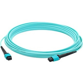 AddOn 50m MPO/UPC to MPO/UPC Aqua OM4 OFNR (Riser-Rated) 12-Strand Fiber Patch Cable