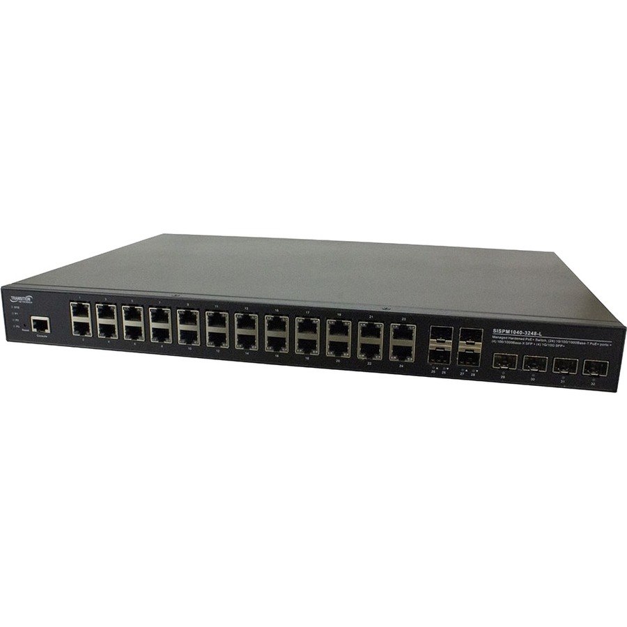 Transition Networks Managed Hardened Gigabit Ethernet PoE+ Rack Mountable Switch