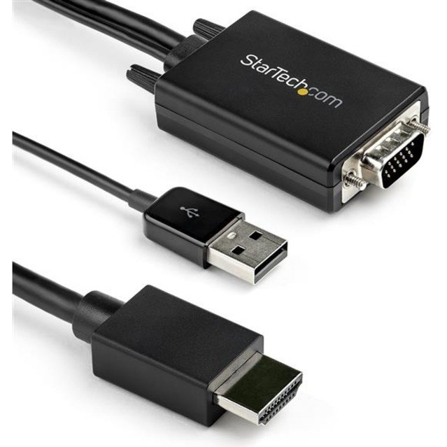 StarTech.com 3m VGA to HDMI Converter Cable with USB Audio Support - 1080p Analog to Digital Video Adapter Cable - Male VGA to Male HDMI