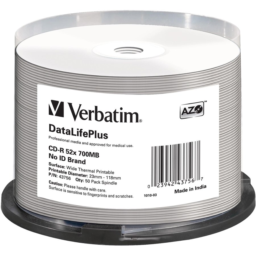 Verbatim DataLifePlus 43756 CD opneembaar - CD-R - 52x - 700 MB - 50