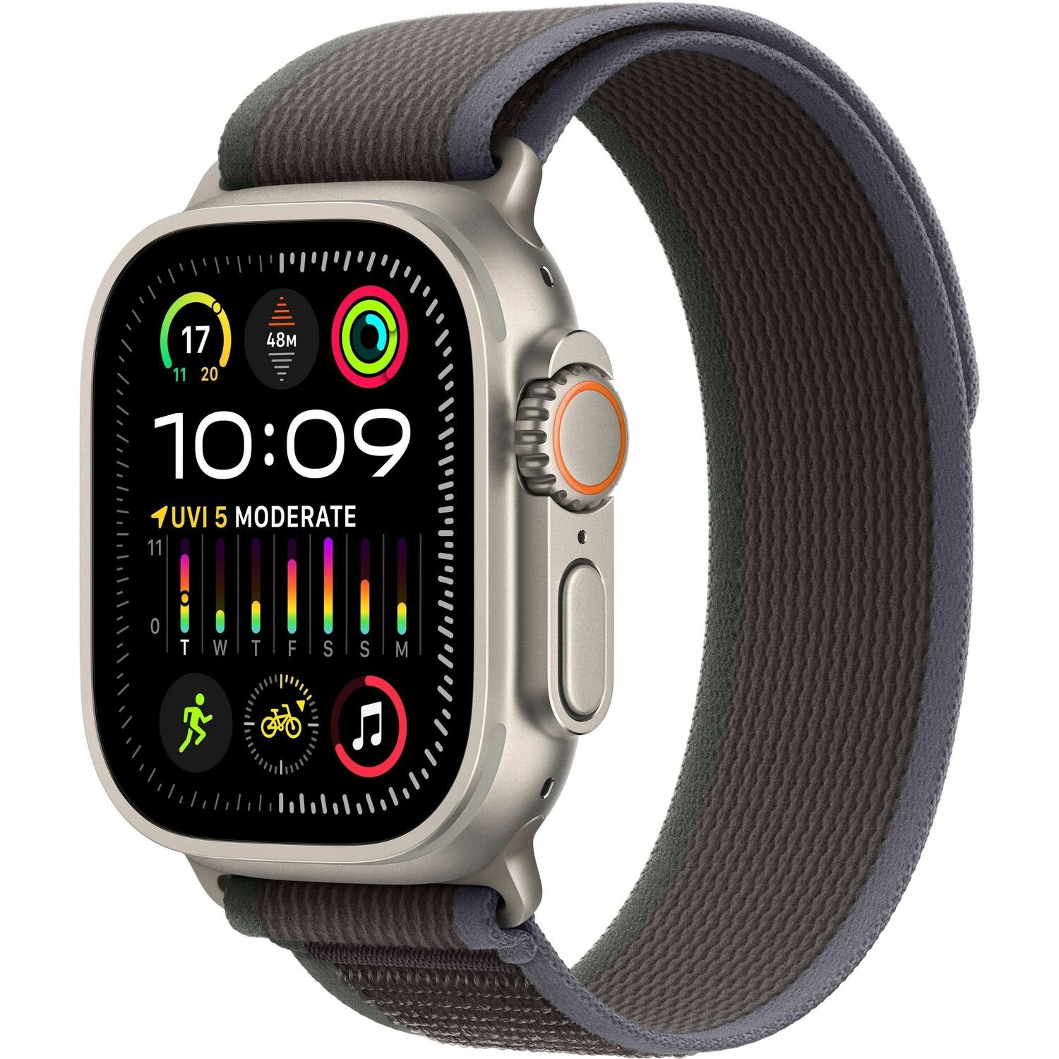 Apple Watch Ultra 2 Smart Watch - 49 mm Case Height - 44 mm Case Width - Titanium Case Color - Blue, Black Band Color - Glass Body Material - Titanium Case Material - Wireless LAN - LTE, UMTS