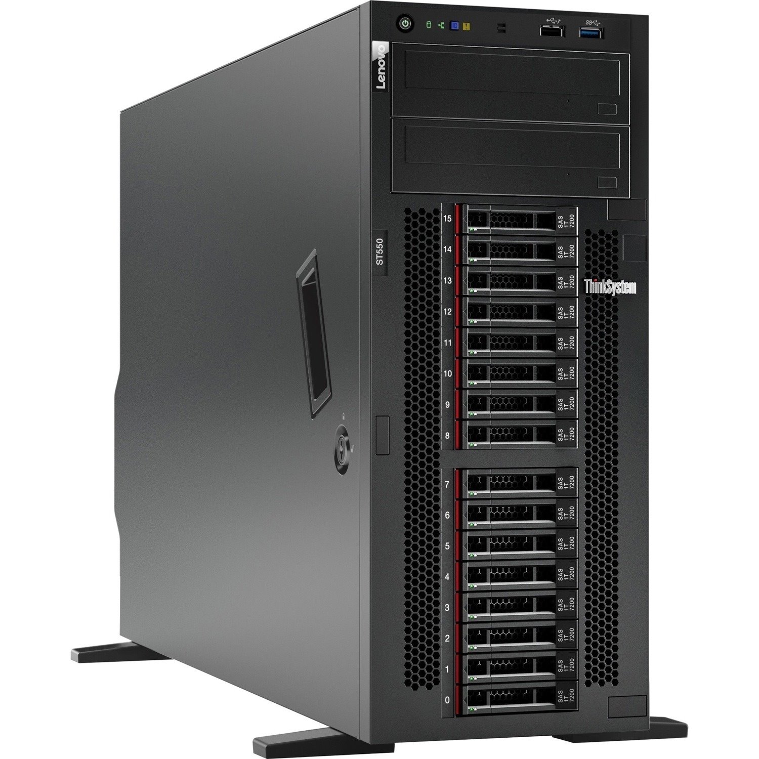 Lenovo ThinkSystem ST550 7X10A0AHAU 4U Tower Server - 1 x Intel Xeon Silver 4208 2.10 GHz - 16 GB RAM - 12Gb/s SAS, Serial ATA/600 Controller