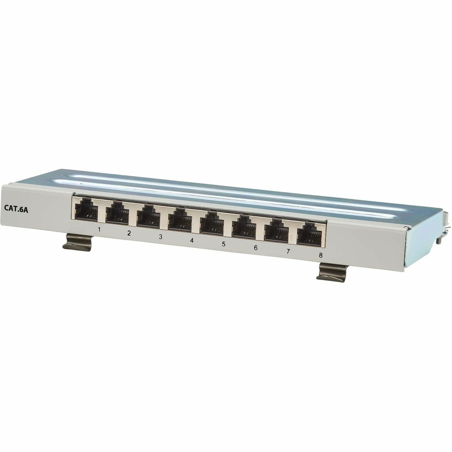 Tripp Lite by Eaton Cat6a STP Patch Panel, 8 Ports, DIN Rail or Wall Mount, TAA