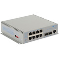 Omnitron Systems OmniConverter 10G/M, 2xSFP/SFP+, 4xRJ-45, 1xAC Powered Commercial Temp