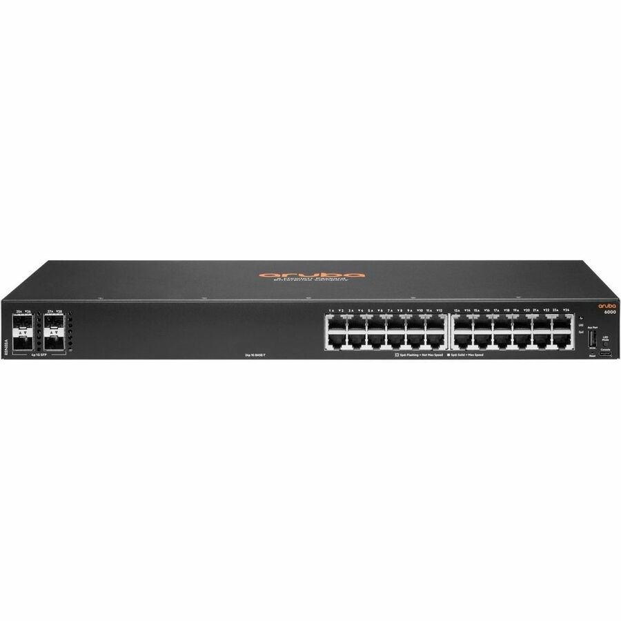 HPE CX 6000 6000 24G 4SFP 24 Ports Manageable Ethernet Switch - Gigabit Ethernet - 10/100/1000Base-T, 100/1000Base-X