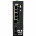 Eaton Tripp Lite Series 5-Port Lite Managed Industrial Gigabit Ethernet Switch - 10/100/1000 Mbps, PoE+ 30W, 2 GbE SFP Slots, -10° to 60°C, DIN Mount, TAA
