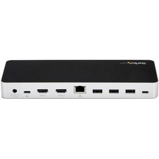 StarTech.com Dual Monitor USB C Docking Station w/ 60W Power Delivery - USB 3.1 Gen 1 Type C to HDMI or DVI - 5x USB - Windows Laptop Dock