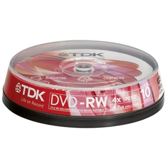 TDK Life on Record T19525 DVD Rewritable Media - DVD-RW - 4x - 4.70 GB - 10
