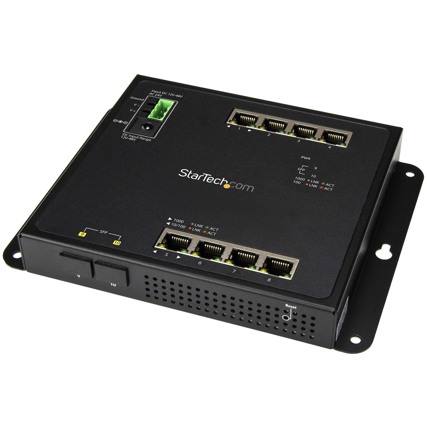 StarTech.com Industrial 8 Port Gigabit Ethernet Switch w/2 MSA SFP Slots L2 Managed Network RJ45 LAN Layer2 Switch Din Rail Hardened IP-30