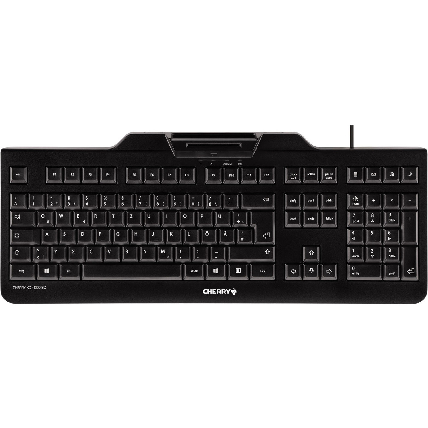 CHERRY KC 1000 SC Keyboard - Cable Connectivity - USB Interface - AZERTY Layout - Black