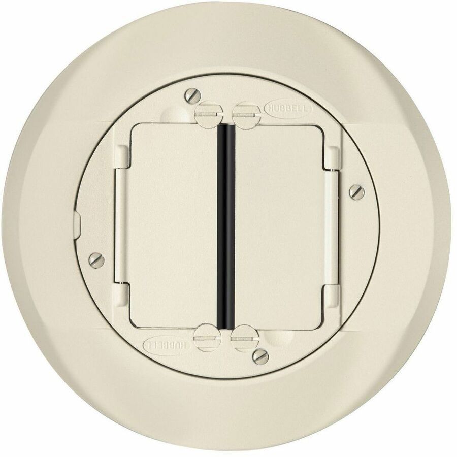 Hubbell Premise Wiring SystemOne Universal Cover Carpet Flange Assembly, Ivory Powder Paint Finish