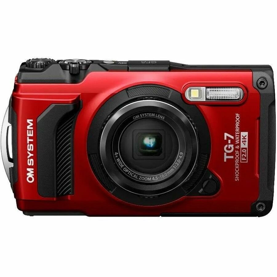 Olympus OM SYSTEM TG-7 12 Megapixel Compact Camera - Black, Red