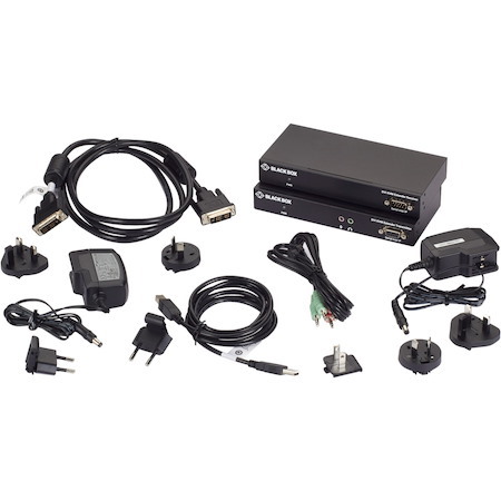 Black Box KVX Series KVM Extender Kit over CATx - DVI-D, USB 2.0, Serial, Audio, Local Video