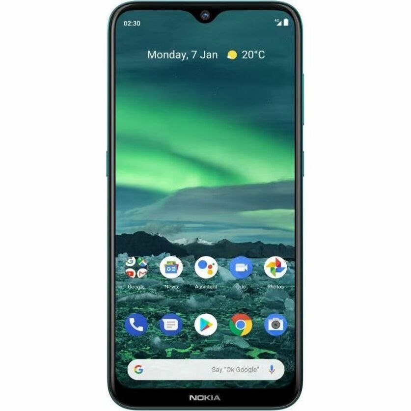 Nokia 2.3 32 GB Smartphone - 15.7 cm (6.2") LCD HD+ 720 x 1520 - Cortex A53Quad-core (4 Core) 2 GHz - 2 GB RAM - Android 10 - 4G - Cyan Green