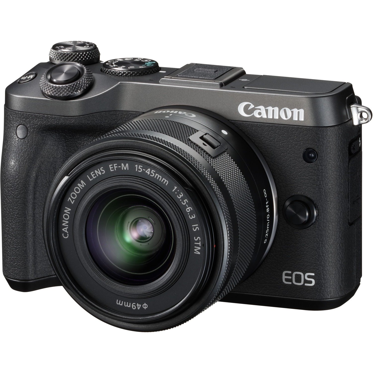 Canon EOS M6 24.2 Megapixel Mirrorless Camera with Lens - 0.59" - 1.77" - Black