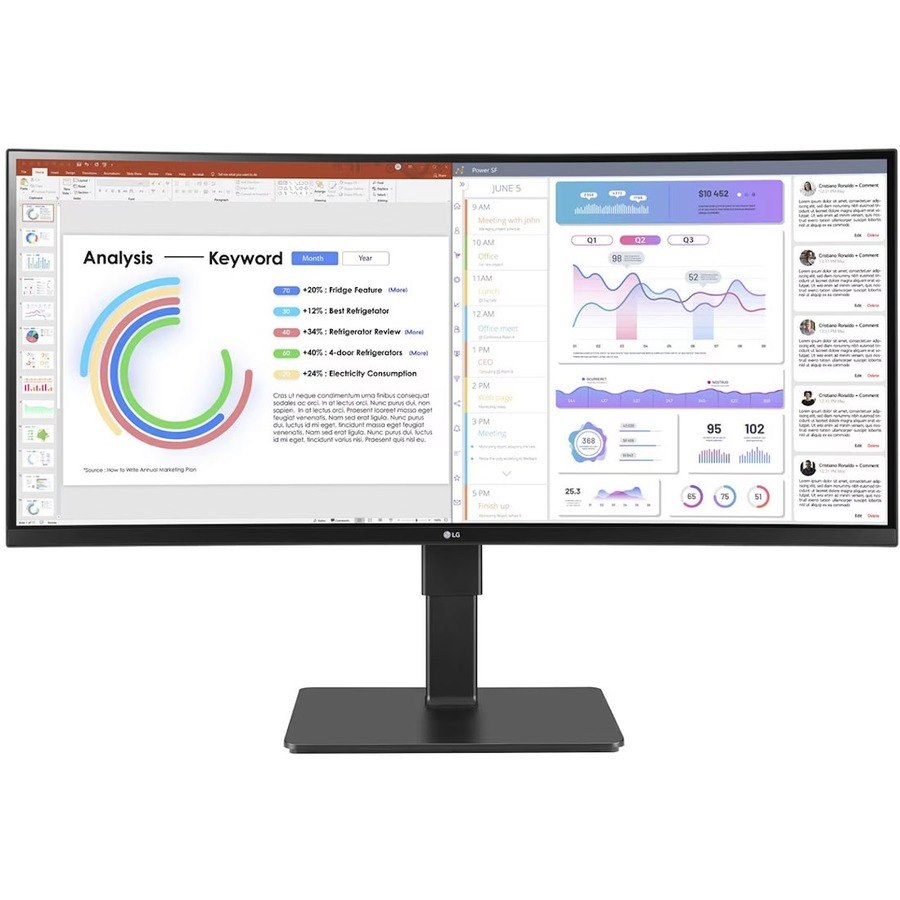 LG Ultrawide 34BQ77QB-B 34" Class UW-QHD Curved Screen LED Monitor - 21:9 - Textured Black