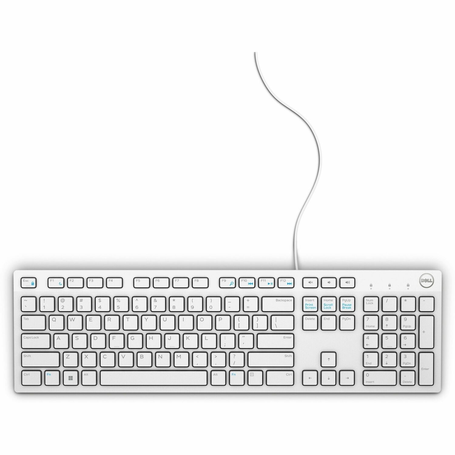 Dell KB216 Keyboard - Full-size - Cable Connectivity - USB Interface - English (UK) - QWERTY Layout - White
